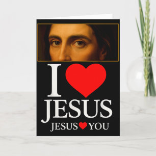 Carte Hugvyn J'aime Jésus Je Cœur Jésus Foi Américaine C