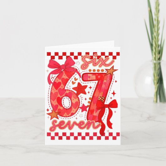 Carte Hugvyn Six Seven Valentine 6 7 Meme Checkered Coqu (Devant)