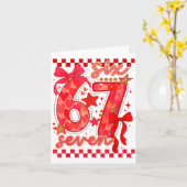 Carte Hugvyn Six Seven Valentine 6 7 Meme Checkered Coqu (Fleur jaune)