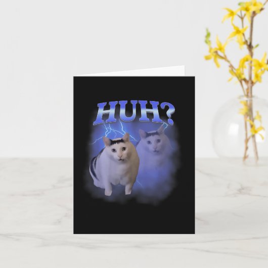 Carte Huh Silly Chat Mème Funny Odly Bootleg Spécifique  (Fleur jaune)