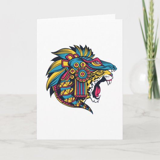 Carte Huichol Jaguar coloré (Devant)