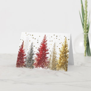 Carte Huile d'or et arbres rouges avec neige mousseuse
