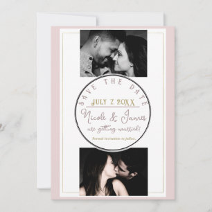 Carte Huitre Rose & Or Moderne Minimaliste Enregistrer l