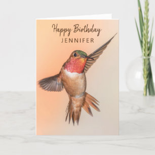 Carte Hummingbird Nom personnalisé Joyeux anniversaire