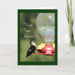 Carte Hummingbird on Feeder 2596-customize any occasion<br><div class="desc">This card is perfect for anyone any age--simply change the words on the front and inside as you wish. To see matching and more cards, stamps, mousepads, and more gift items featuring hummingbirds, go to my BIRDS SECTION or type hummingbird in my searchbox near the top of my right sidebar...</div>