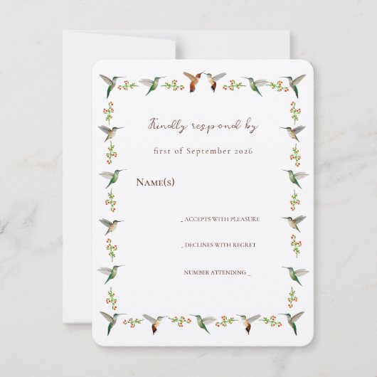 Carte Hummingbird RSVP (Devant)