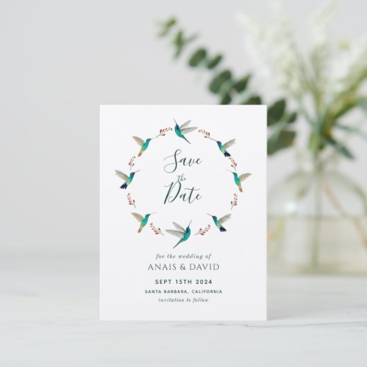 Carte Hummingbird Save the Date Card (Debout devant)