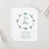 Carte Hummingbird Save the Date Card (Devant/Arrière en situation)