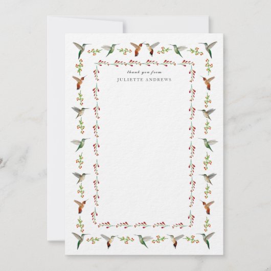 Carte Hummingbird Thank You Note (Devant)