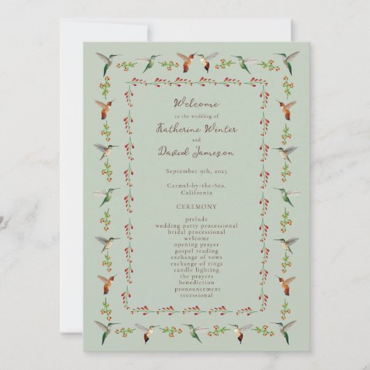Carte Hummingbird Wedding Program (Devant)