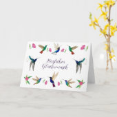 Carte Hummingbirds Herzlichen Glückwunsch (Fleur jaune)
