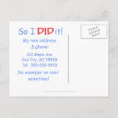 Carte humoristique Changement d'adresse (Dos)
