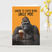 Carte Humorous Gorilla Drinking Beer 40th Birthday Card (Fleur jaune)