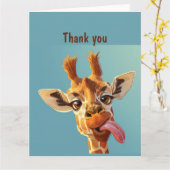 Carte Humour animal amusant Giraffe Merci (Fleur jaune)