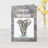 Carte Humour Anniversaire, Masculine, Eléphant, Homme du (Fleur jaune)