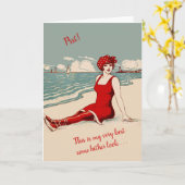 Carte Humour Beauté de plage Come Hther Valentine (Fleur jaune)