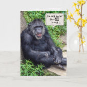 Carte humour chimpanzé-pour 50e anniversaire (Fleur jaune)