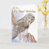 Carte Humour, Chouette mignonne "Donner un coup de pied" (Fleur jaune)