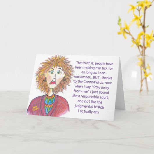 Carte Humour CoronaVirus (Fleur jaune)