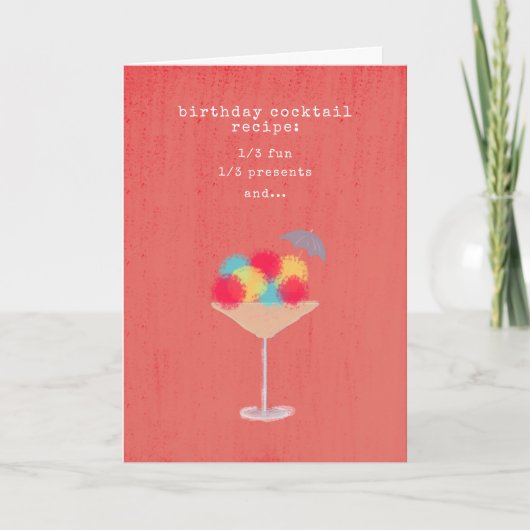 Carte Humour Cute Cocktail Recette Simple moderne Annive (Devant)
