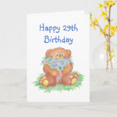 Carte Humour d'âge 29e anniversaire, mignonne Teddy Ours (Fleur jaune)