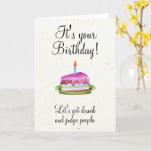 Carte Humour d'anniversaire Boisson Drôle (Fleur jaune)