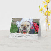Carte Humour d'anniversaire de Bulldog (Fleur jaune)
