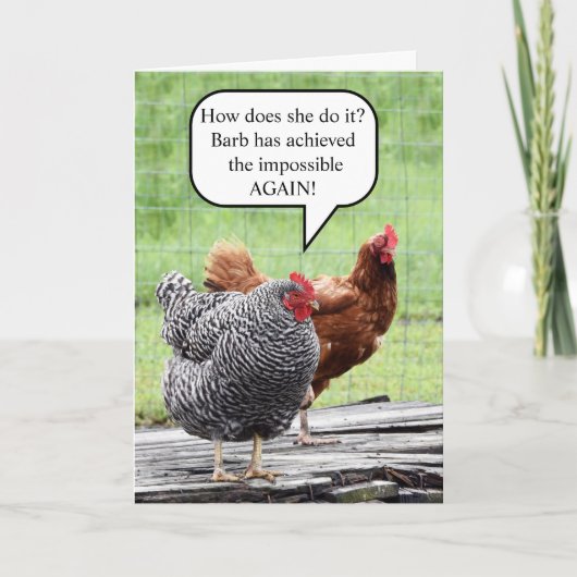 Carte Humour d'anniversaire de deux poules (Devant)