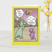 Carte Humour d'anniversaire de Dinosaur, Souhaite sur un (Fleur jaune)
