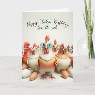 Carte Humour d'anniversaire de Girlie Chickens