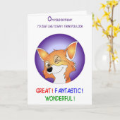 Carte humour d'anniversaire de renard aussi (Fleur jaune)