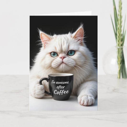 Carte Humour d'anniversaire du chat perse blanc (Devant)