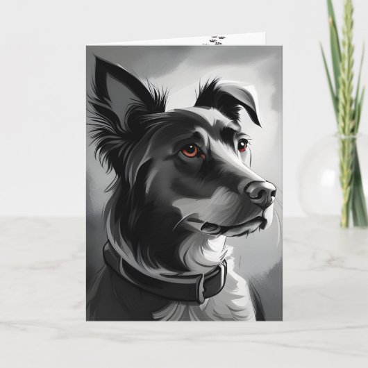 Carte Humour d'anniversaire du chien noir et d'argent (Devant)