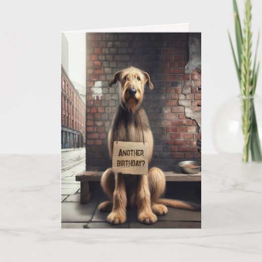 Carte Humour d'anniversaire du Wolfhound irlandais (Devant)