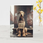 Carte Humour d'anniversaire du Wolfhound irlandais (Fleur jaune)