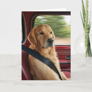 Carte Humour d'anniversaire Golden Retriever portant une