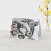 CARTE **HUMOUR D'ANNIVERSAIRE** L'ARGENT SORT DU WALLET (Fleur jaune)