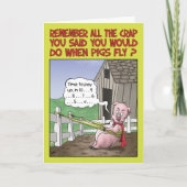 Carte Humour d'anniversaire, quand les cochons volent (Devant)