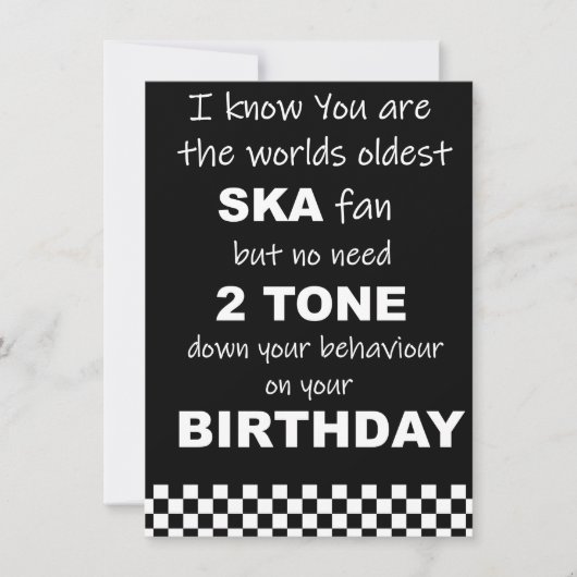 Carte humour d'anniversaire SKA (Devant)