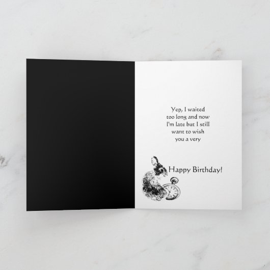 Carte Humour d'anniversaire tardif attendu trop longtemp (Intérieur)