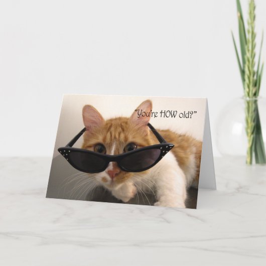 Carte Humour d'anniversaire - Vous avez QUEL âge ? Chat (Devant)