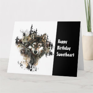 Carte Humour d'art du loup de loup d'amour d'anniversair