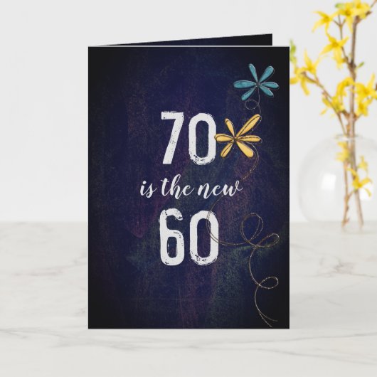 Carte Humour de 70 ans (Fleur jaune)