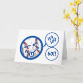 Carte humour DE BASEBALL "60e" ET UN PEU D'HUMOUR D'ANNI (Fleur jaune)