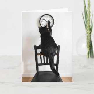 Carte Humour de chat d'anniversaire Changement d'heure 