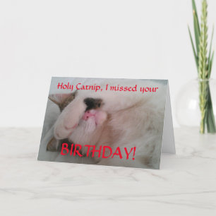 Carte Humour de chats d'anniversaire tardif