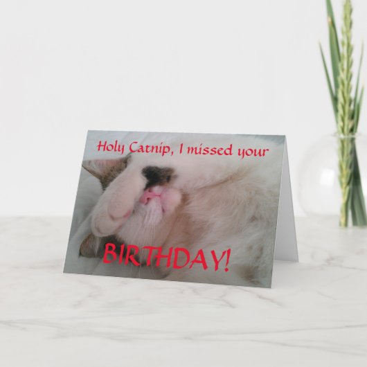 Carte Humour de chats d'anniversaire tardif (Devant)