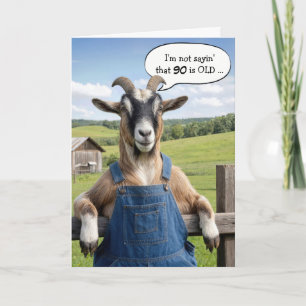 Carte Humour de chèvre vieillissante pour 90e anniversai