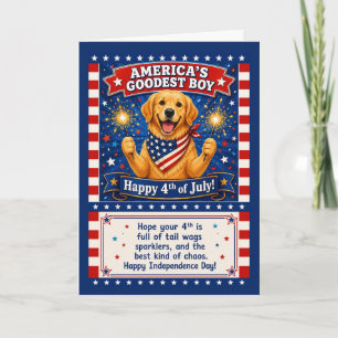 Carte Humour de chien patriotique Le meilleur garçon d'A