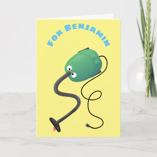 Carte humour de dessin animé de l'aspirateur (Devant)